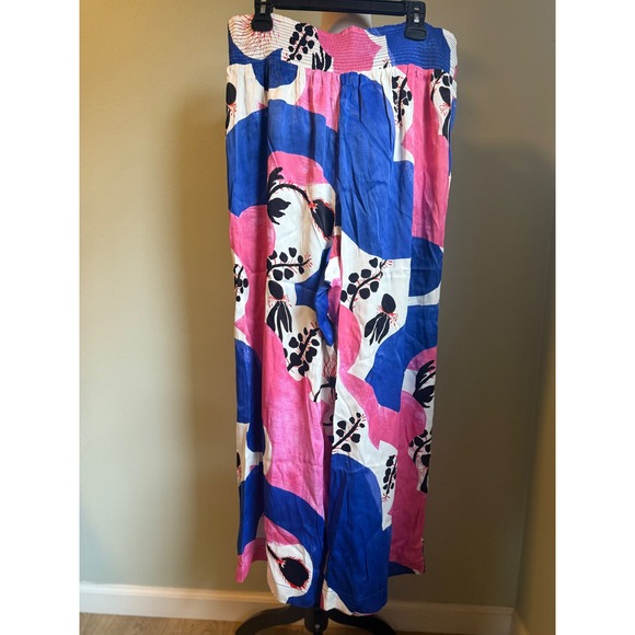 Anthropologie‎ Maeve Lisa Sander Floral Wide Leg Pants Blue Pink boho whimsi XL - Picture 4 of 9